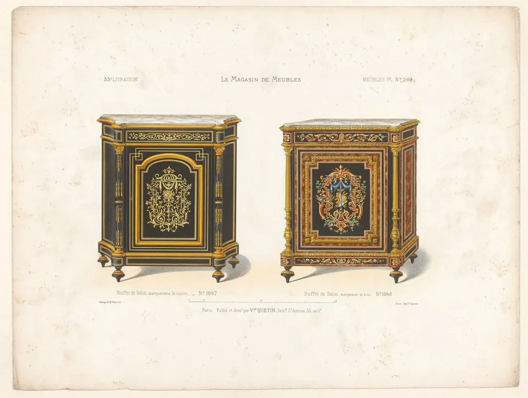 Buffet De Salon Marqueterie De Cuivre Buffet De Salon Marqueterie De Bois by Victor Léon Michel Quétin - Canvas Print
