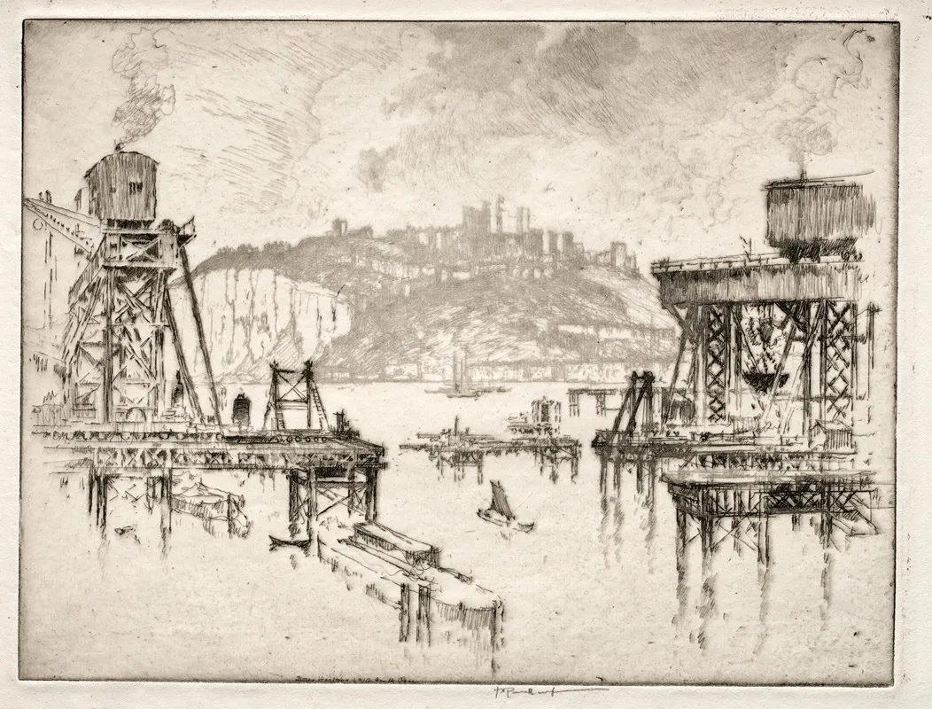 Building Dover Pier by Joseph Pennell - Canvas Print