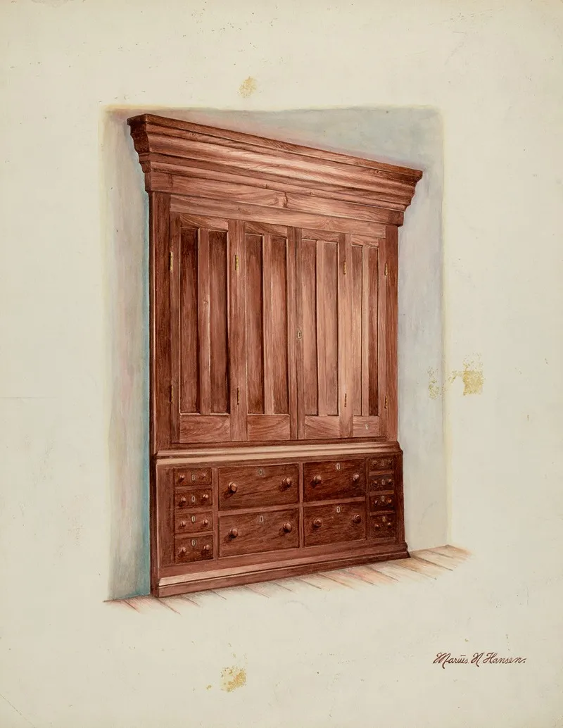 Built In Cabinet by Marius Hansen - Canvas Print