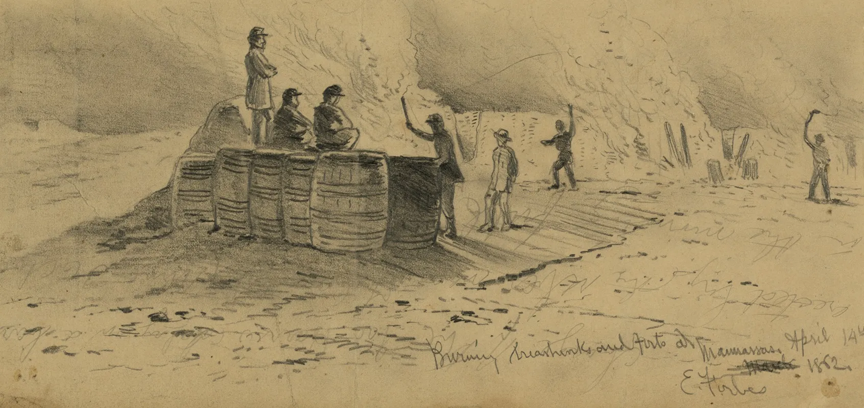Burning Breastworks And Forts At Manassas