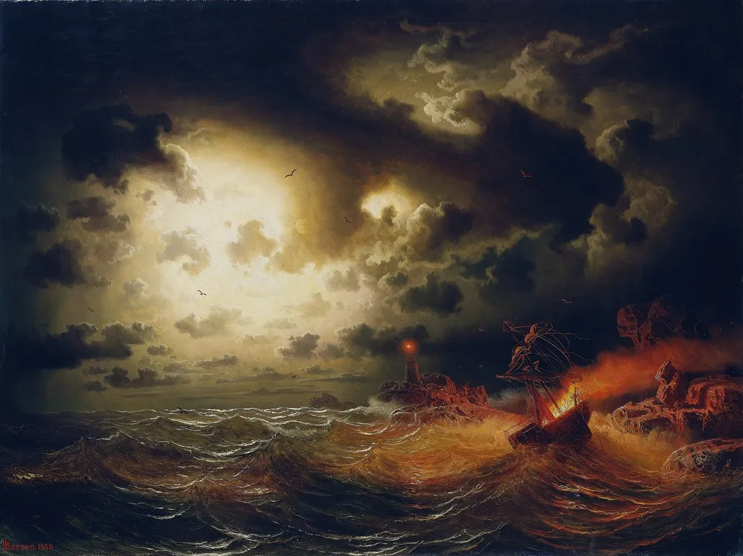 Burning Steamer by Marcus Larson - Canvas Print