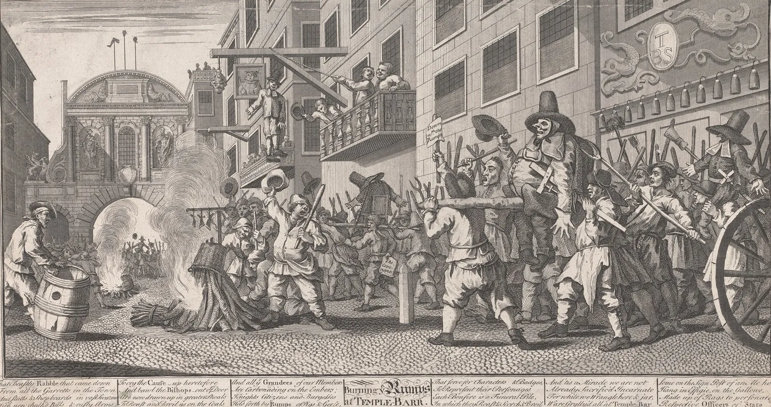 Burning Ye Rumps At Temple Barr No 11 by William Hogarth - Canvas Print