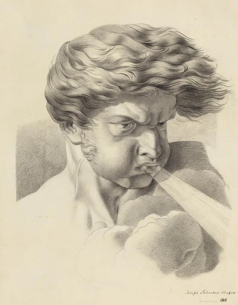 Bust Of A Blowing Man Aeolus by Joseph Salembier - Canvas Print