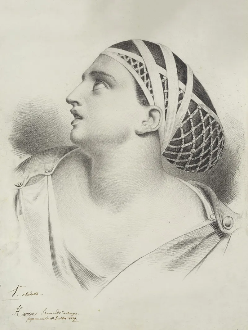 Bust Of A Woman Looking Up by Bernard Haazen  - Canvas Print