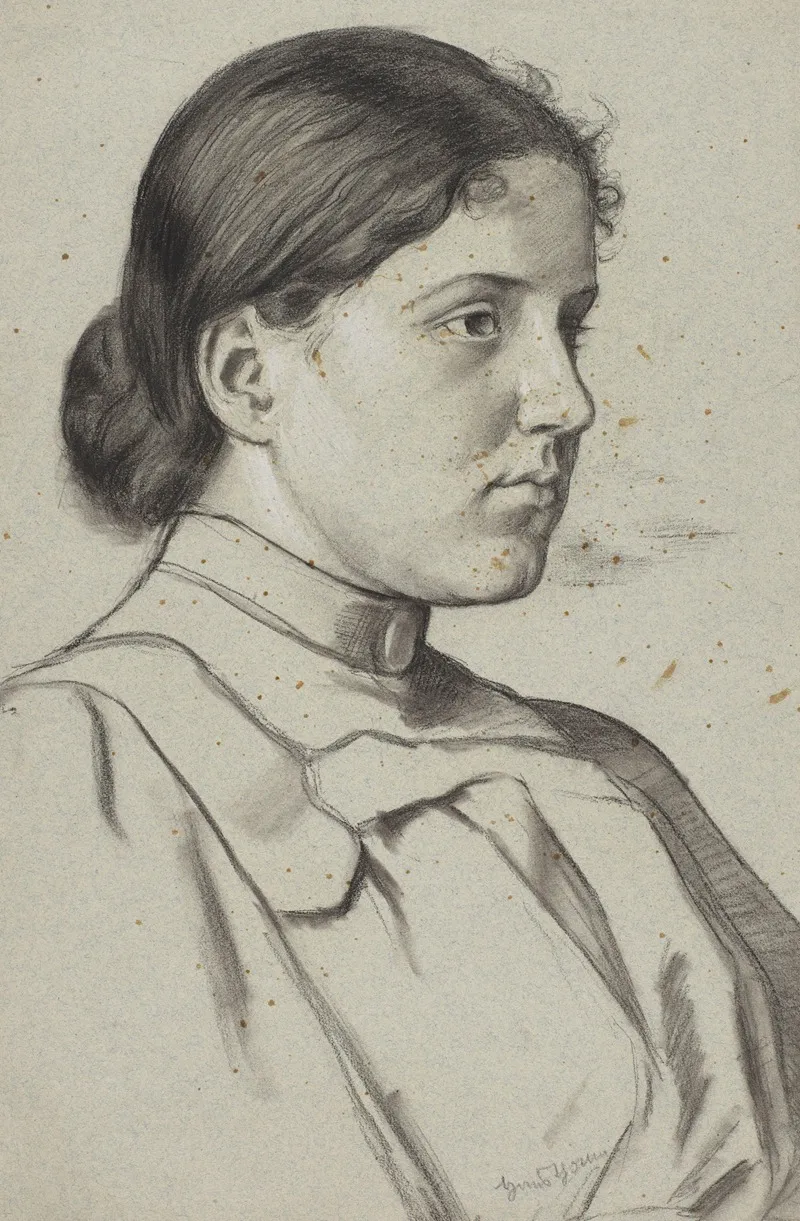 Bust Of A Young Woman In Three Quarter View