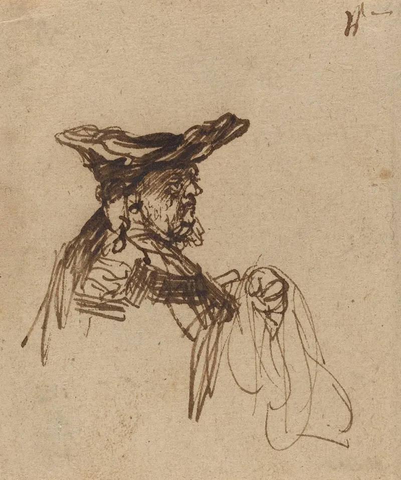 Bust Of An Elderly Man In A Flat Cap by Rembrandt van Rijn - Canvas Print