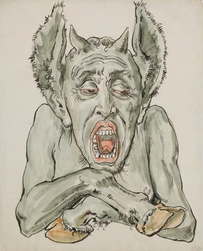 Bust Of The Devil With An Open Mouth