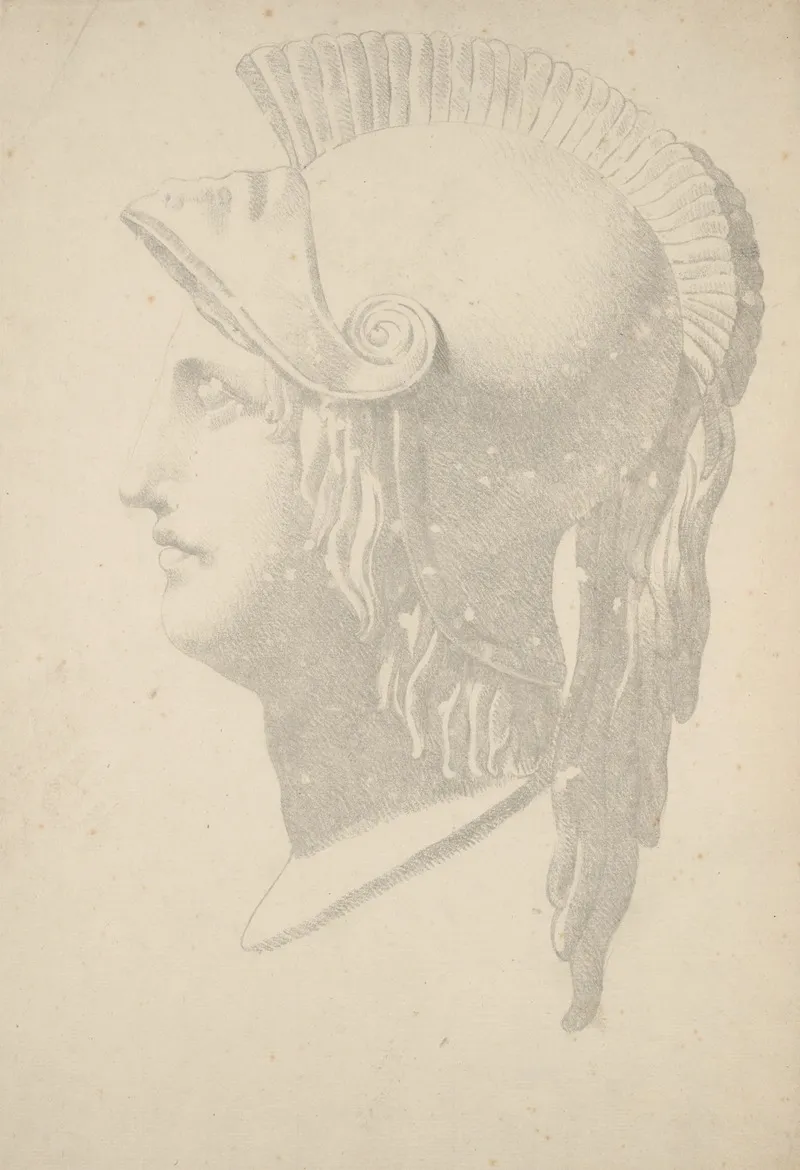 Bust Profile Of A Greek Soldier With Helmet