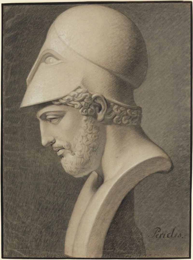 Buste Des Perikles Mit Hohem Attischen Helm Im Profil Nach Links