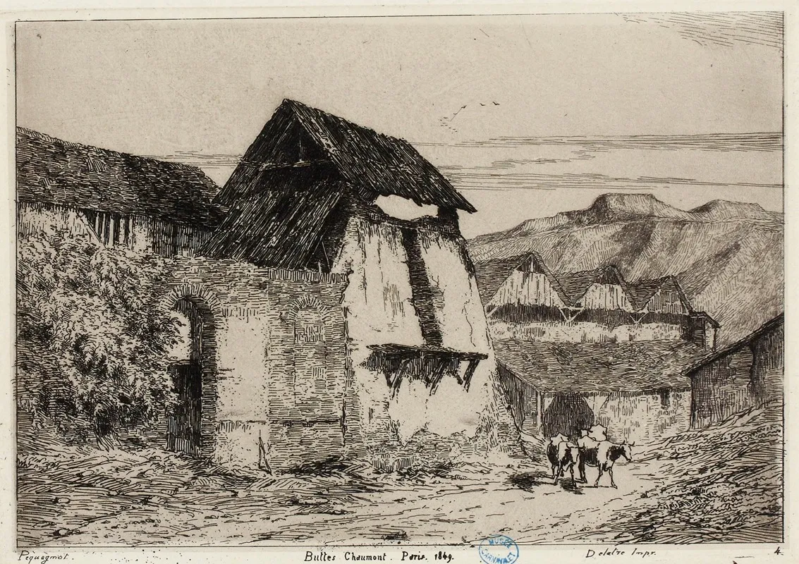 Buttes Chaumont Paris 1849 by Auguste Péquégnot - Canvas Print