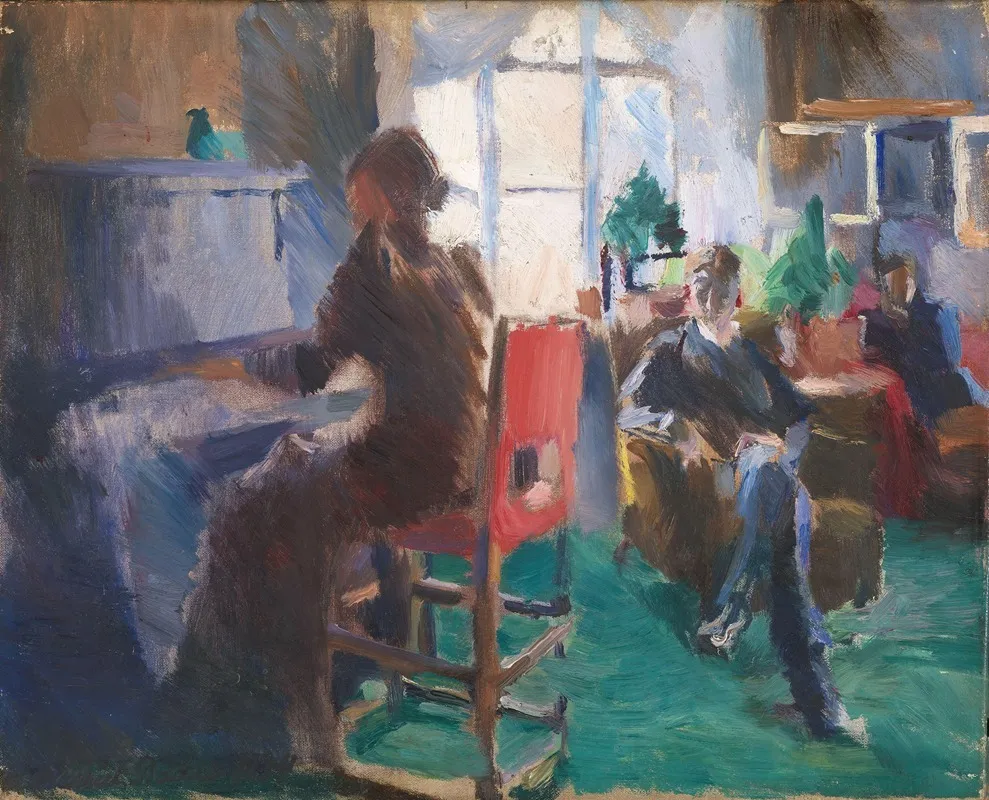 By The Piano by Harriet Backer - Canvas Print