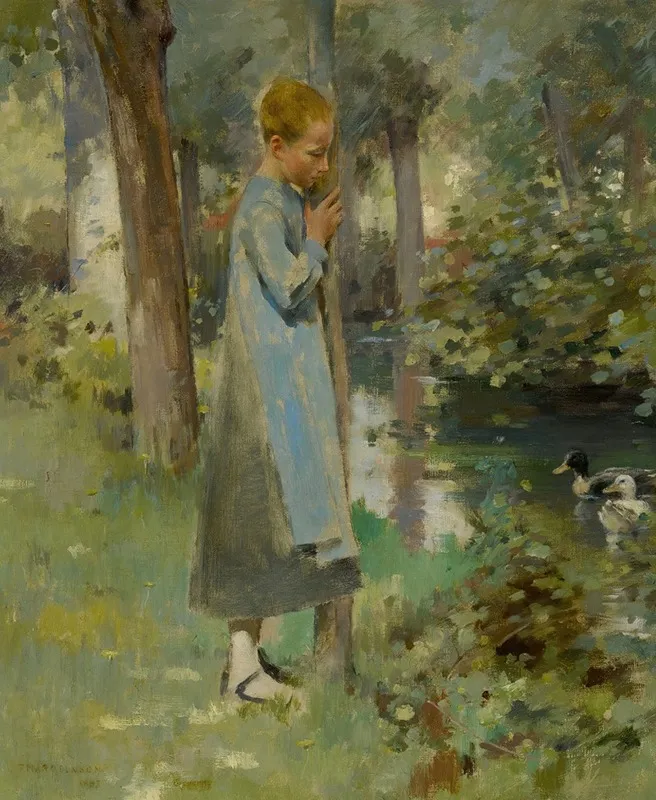 By The River 4 by Theodore Robinson - Canvas Print