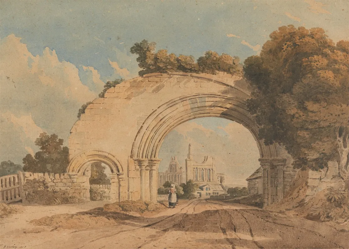 Byland Abbey Yorkshire by John Varley - Canvas Print