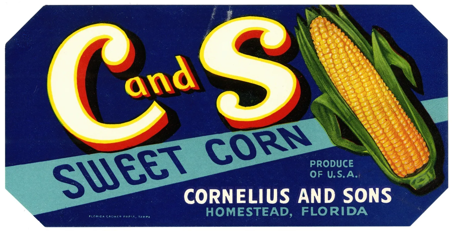 C And S Sweet Corn Label