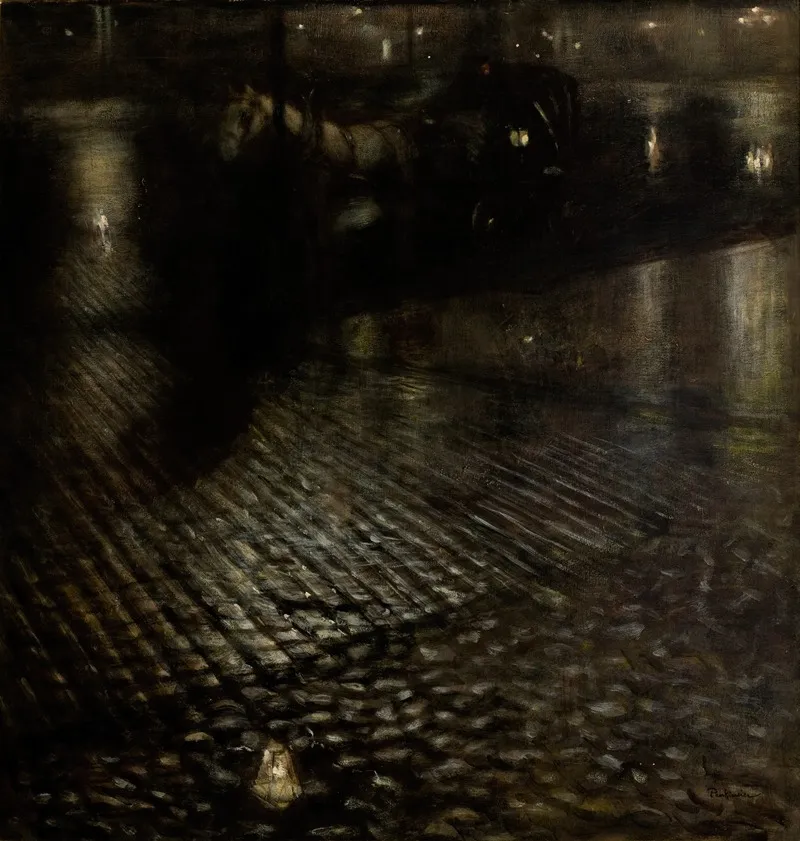 Cab In The Rain by Józef Pankiewicz - Canvas Print