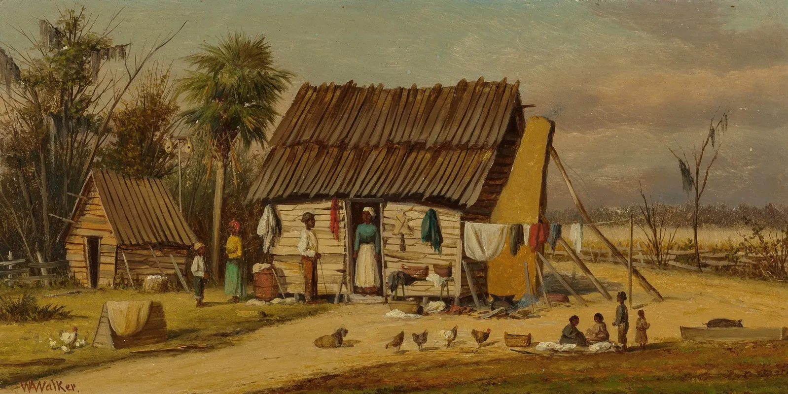 Cabin Scene Wash Day by William Aiken Walker - Canvas Print