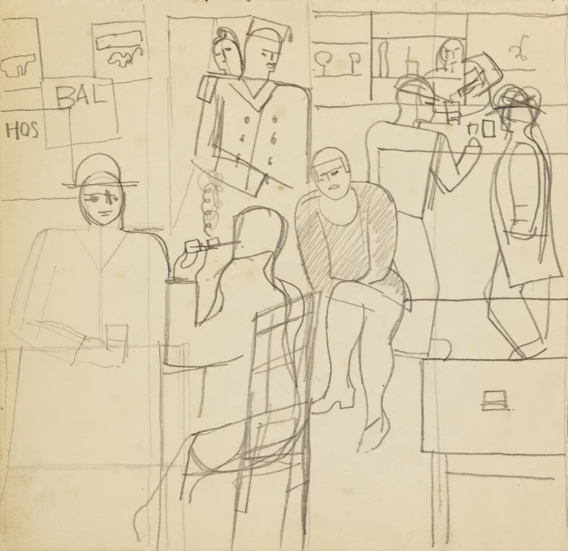 Cafescene by Jean Brusselmans - Canvas Print