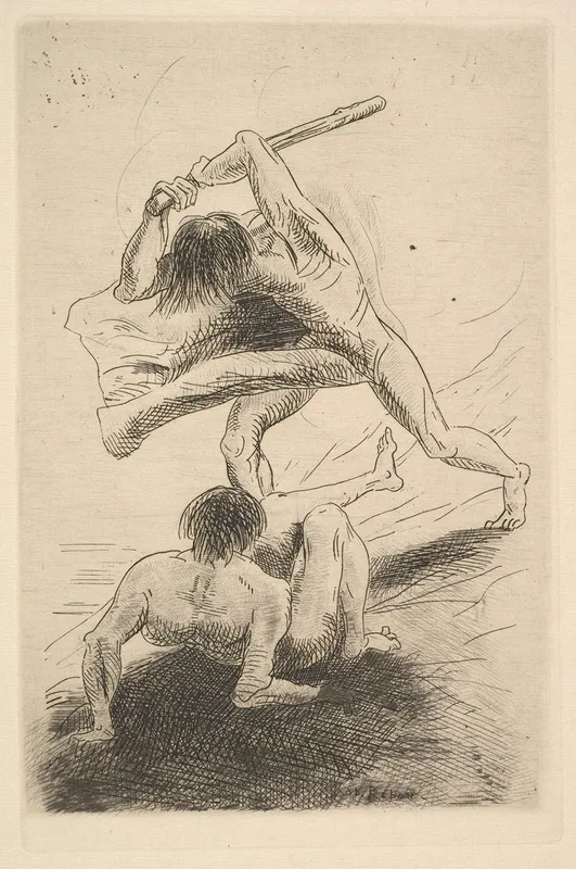 Cain And Abel 4 by Odilon Redon - Canvas Print