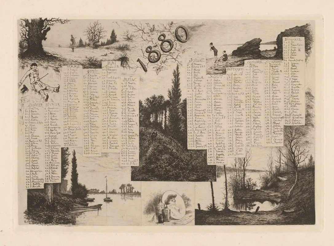 Calendar For The Year 1880 by Felix Oudart - Canvas Print