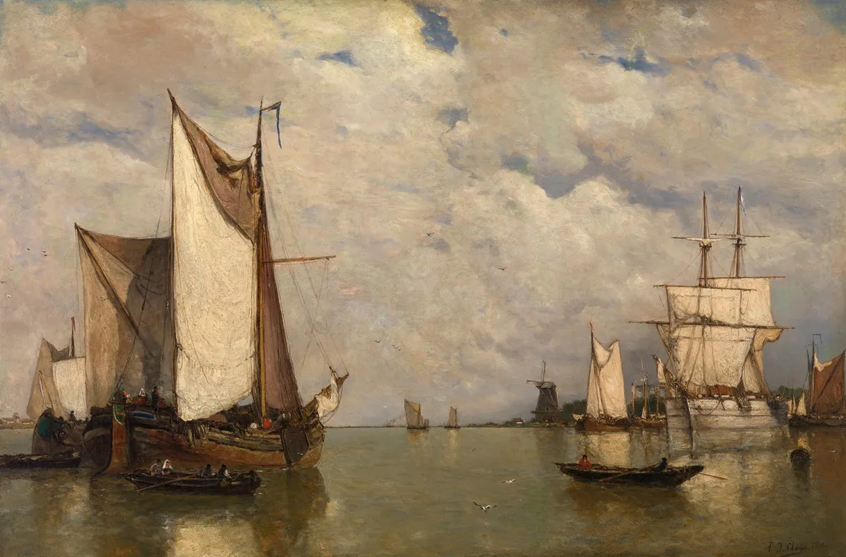 Calm Before The Storm At Dordrecht by Paul Jean Clays - Canvas Print