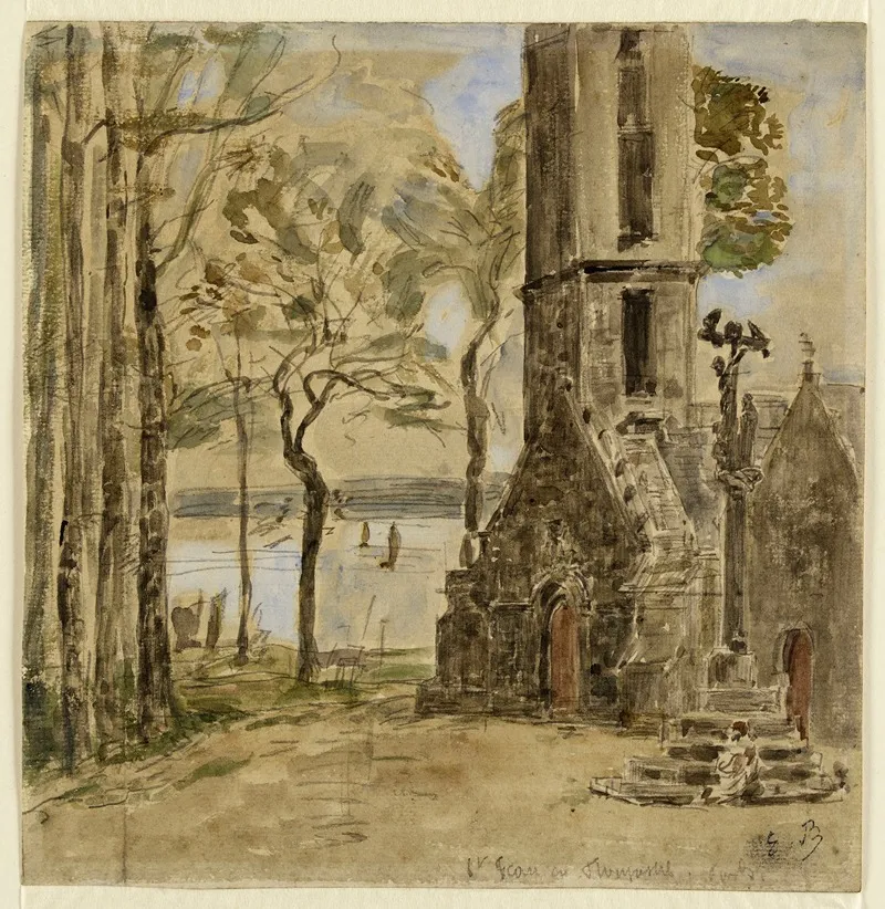 Calvaire Breton by Eugène Boudin - Canvas Print