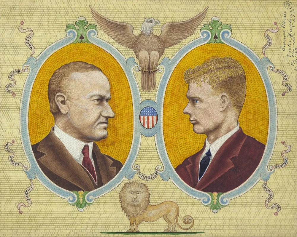 Calvin Coolidge And Charles Lindbergh by Victor Facchina - Canvas Print