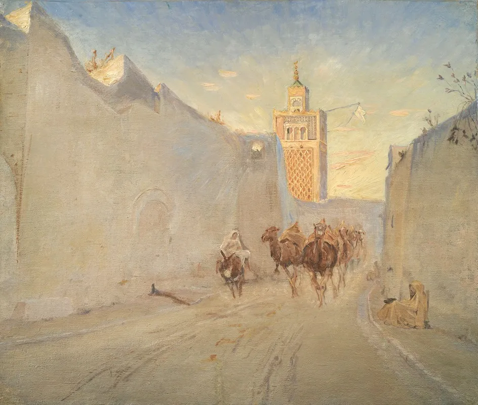 Camels In A Street In Tunisia