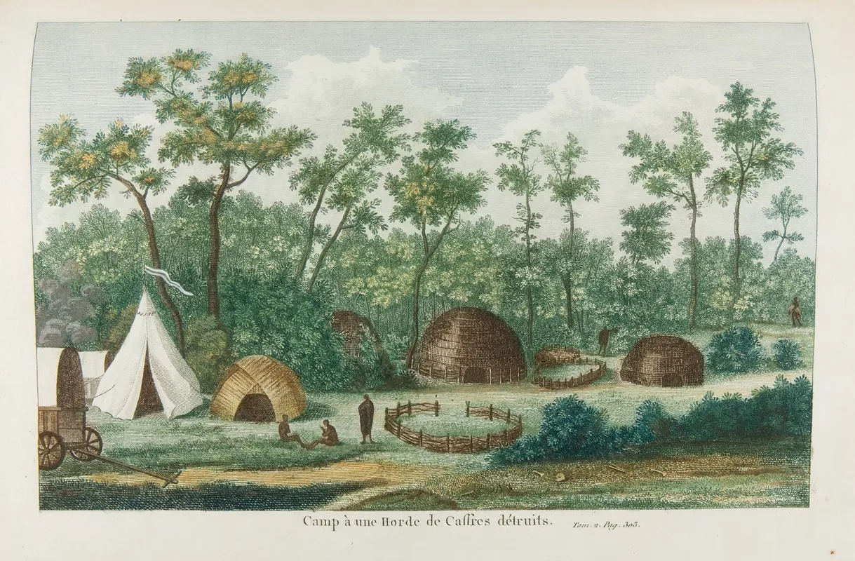 Camp A Une Horde De Caffres Detruits by François Levaillant - Canvas Print