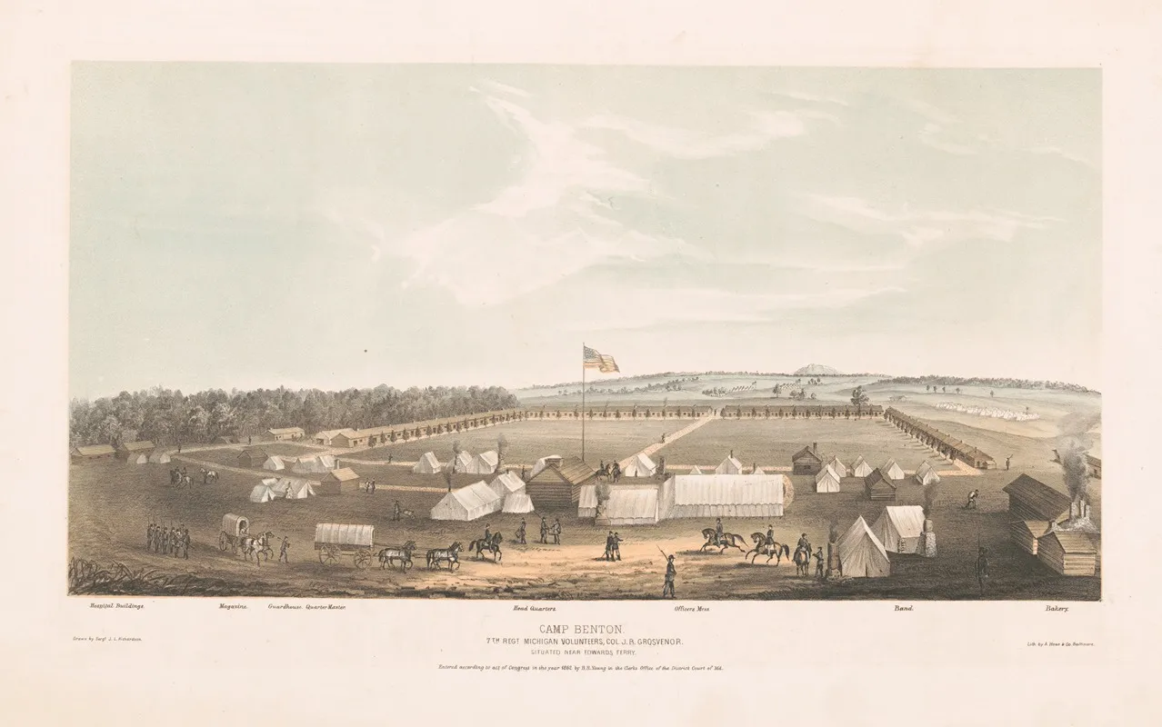 Camp Benton 7th Regt Michigan Volunteers Col J B Grosvenor Situated Near Edwards Ferry