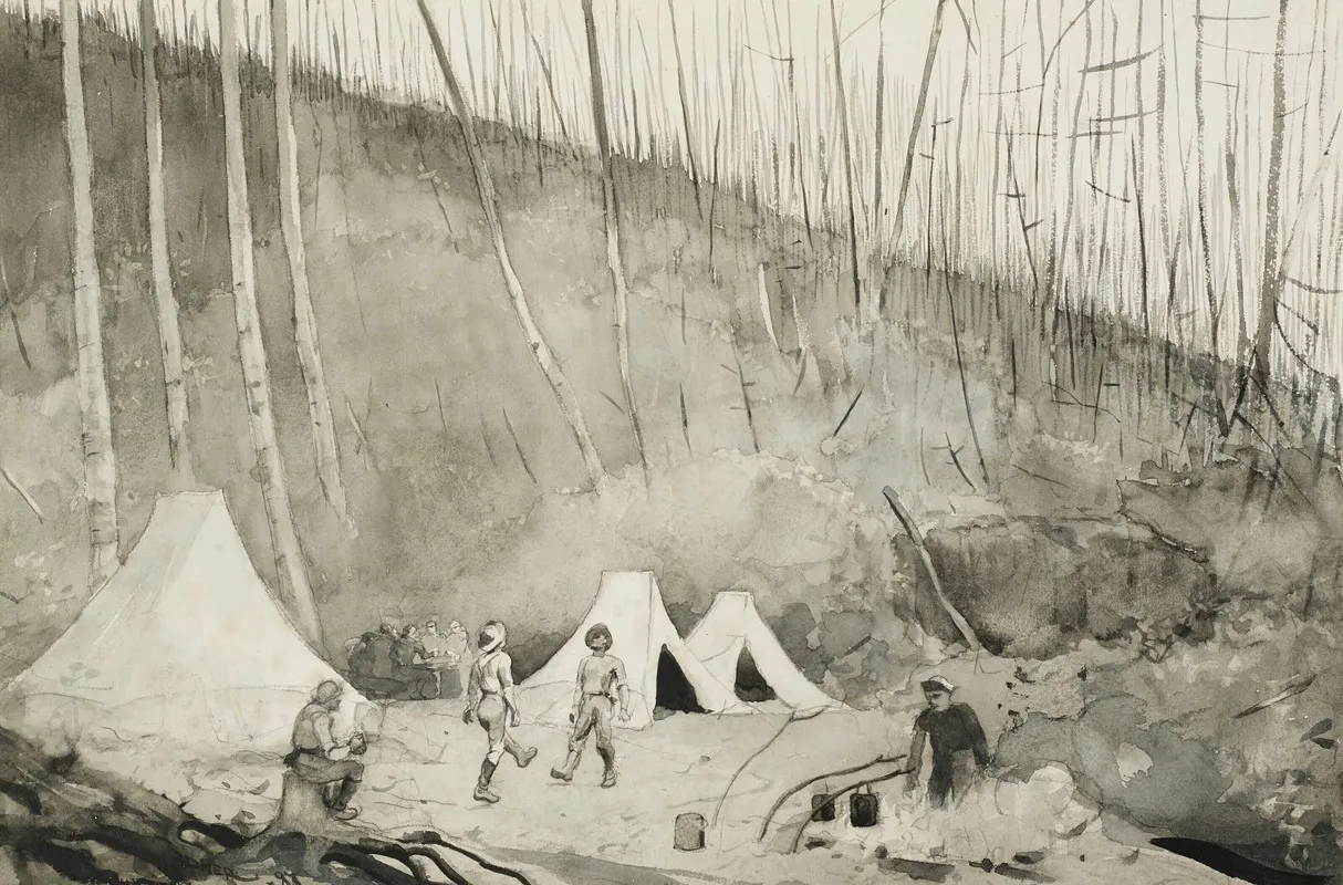 Camp In Canada by Winslow Homer - Canvas Print