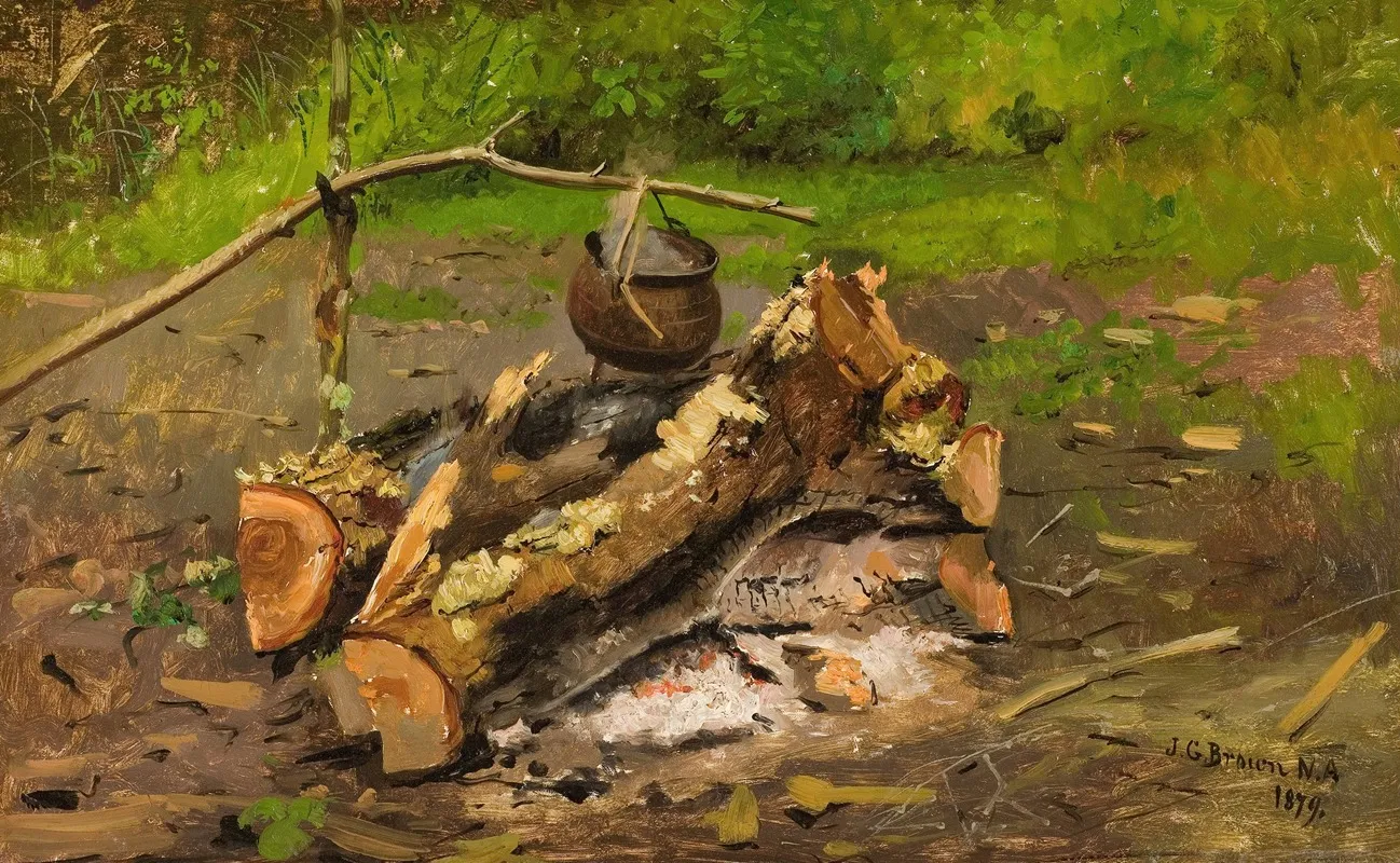 Camp In Vermont by John George Brown - Canvas Print