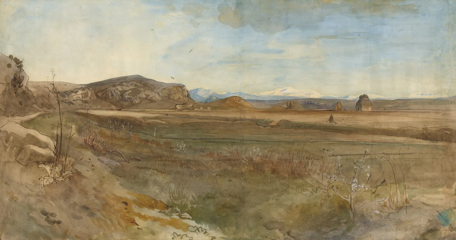 Campagna Landscape On The Via Flaminia by Franz Albert Venus - Canvas Print