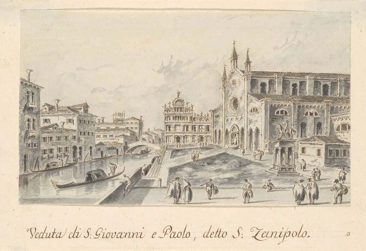 Campo Santi Giovanni E Paolo Looking Toward The Scuola Di San Marco by Giacomo Guardi - Canvas Print