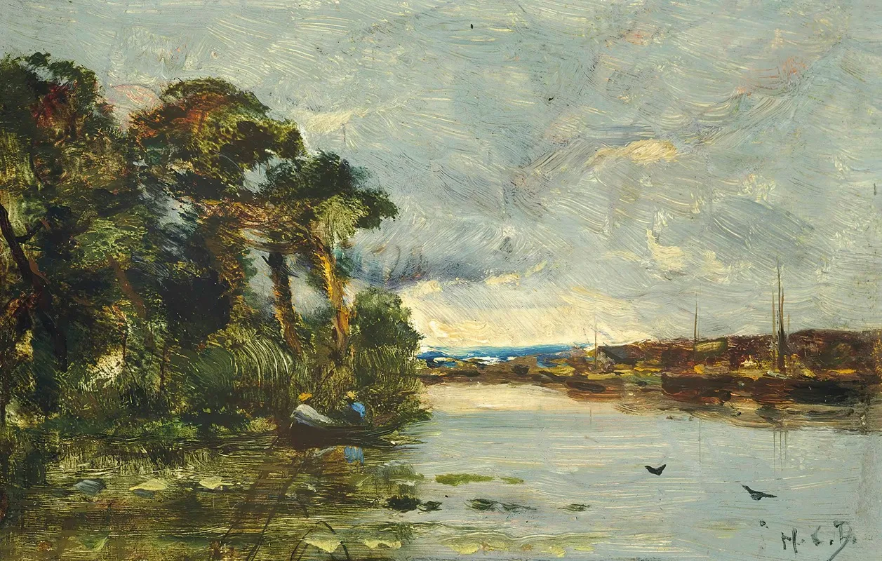 Canal De Pantin by Hippolyte Camille Delpy - Canvas Print