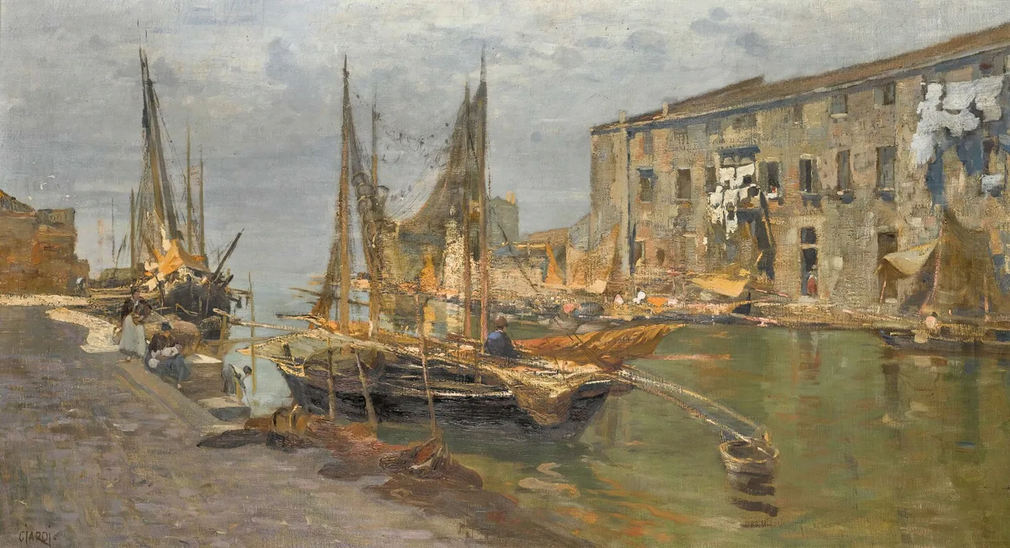 Canal In Venice 2 by Guglielmo Ciardi - Canvas Print