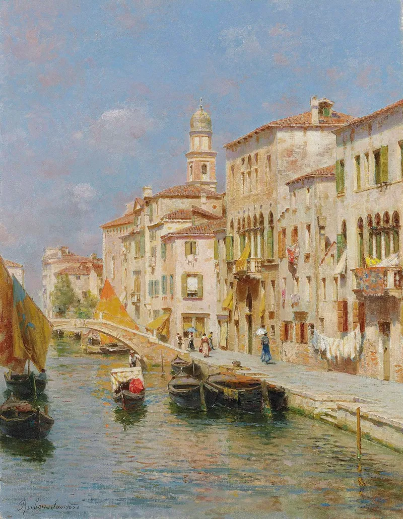 Canal In Venice 5 by Rubens Santoro - Canvas Print