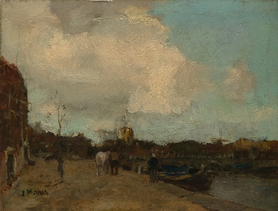 Canal Side by Jacob Maris - Canvas Print