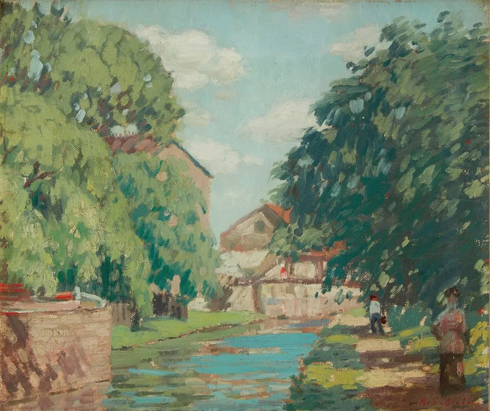 Canal Towpath At New Hope by Rae Sloan Bredin - Canvas Print
