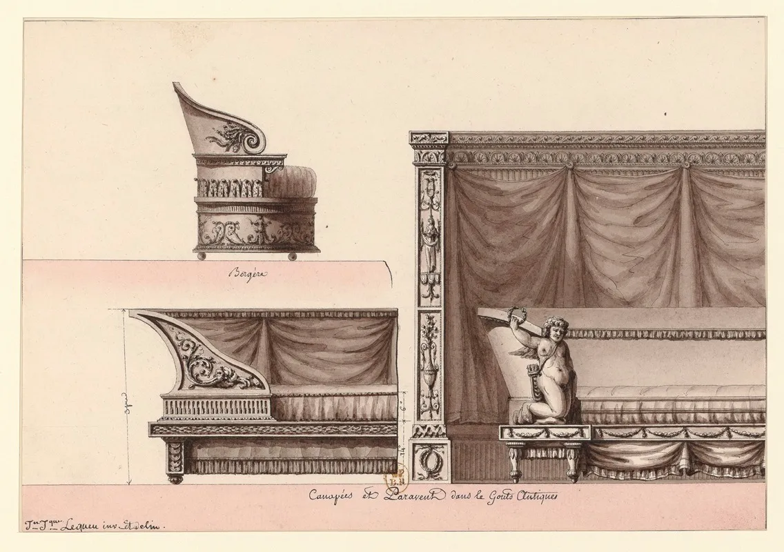 Canapees Et Paravent Dans Le Gouts Antiques