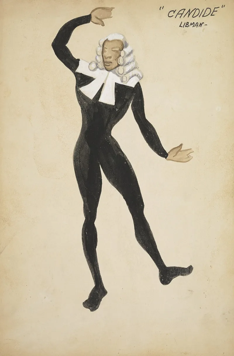 Candide Judge Black Bodysuit With White Collar And Wig by Libman - Canvas Print