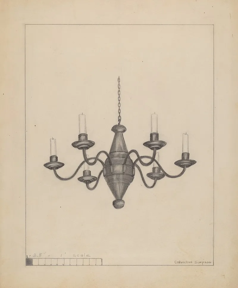 Candle Chandelier 2 by Columbus Simpson - Canvas Print