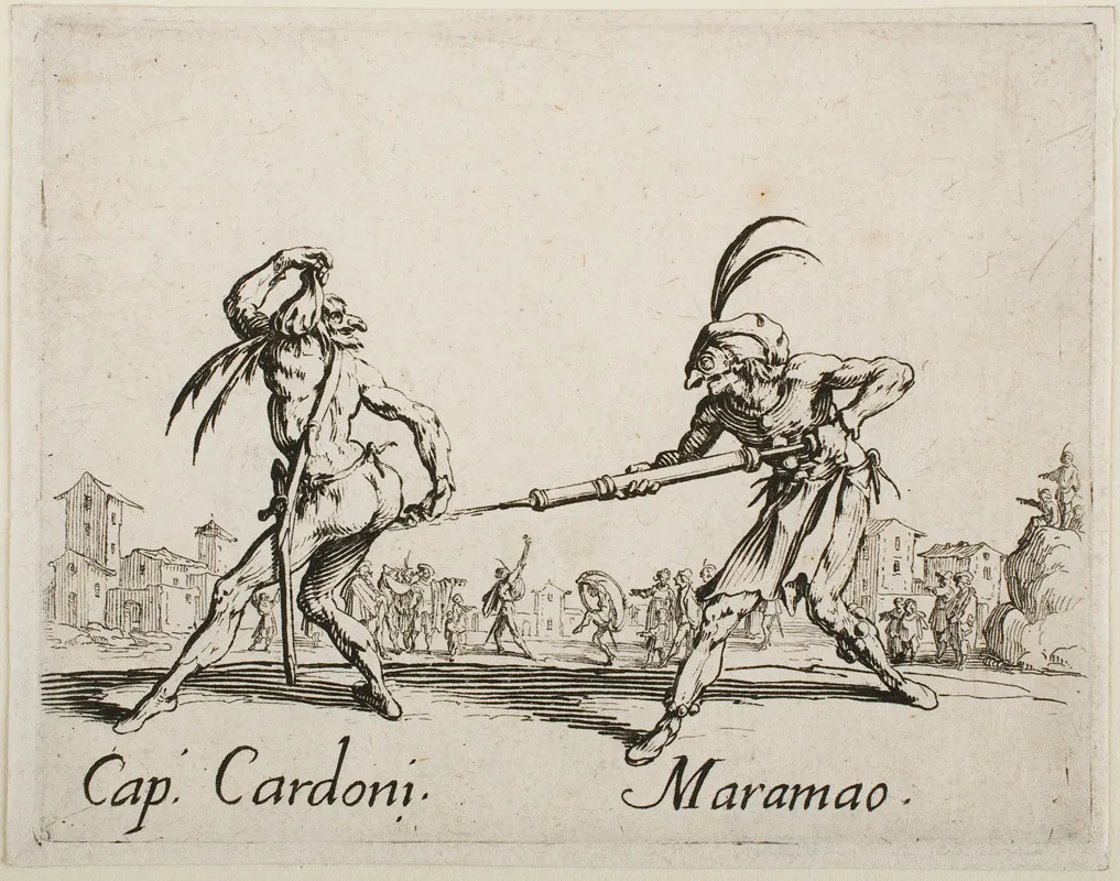 Cap Cardoni And Maramao by Jacques Callot - Canvas Print