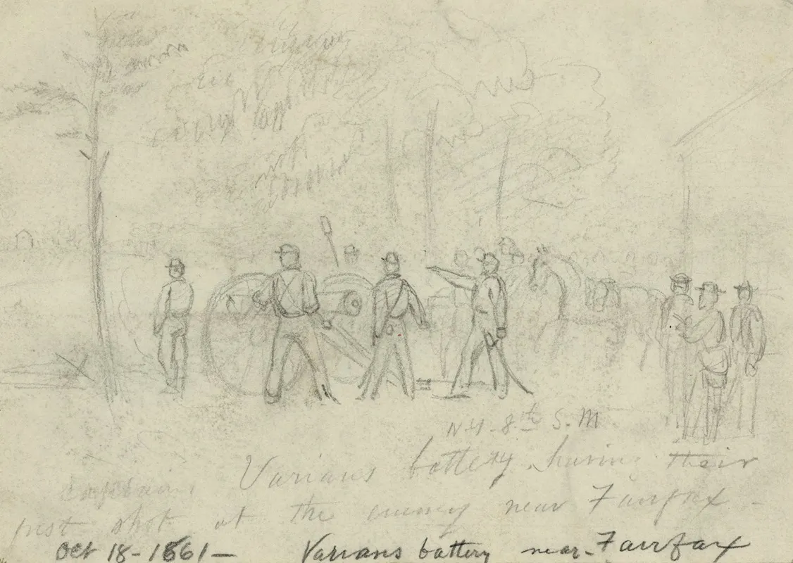 Captain Varians Battery N Y 8th S M Having Their First Shot At The Enemy Near Fairfax