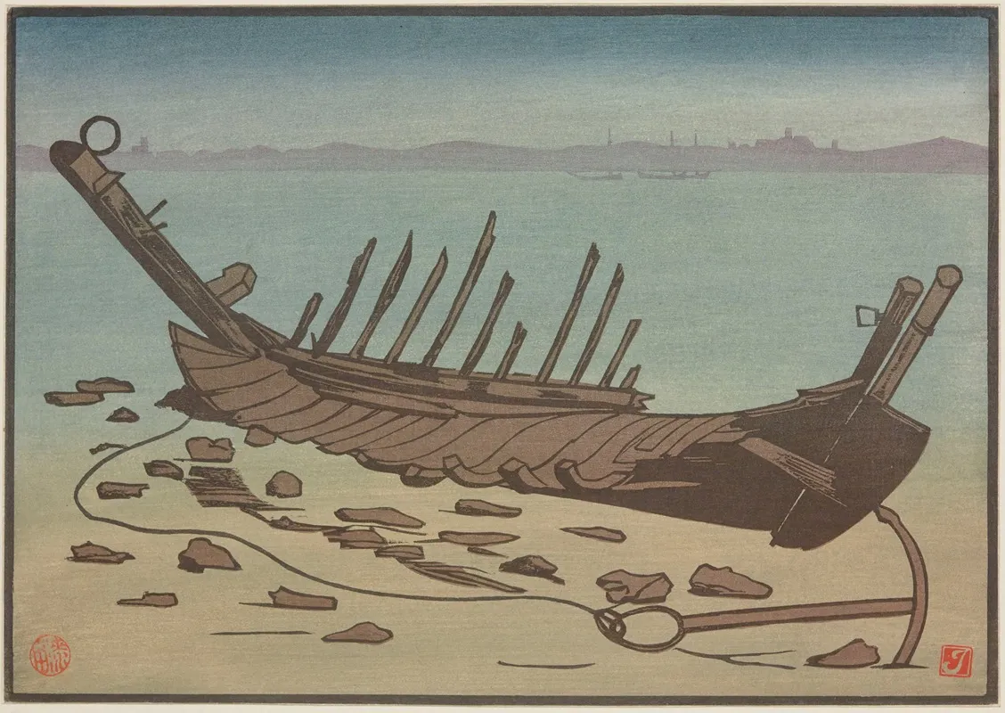 Carcasse De Bateau A Cancale by Prosper-Alphonse Isaac - Canvas Print