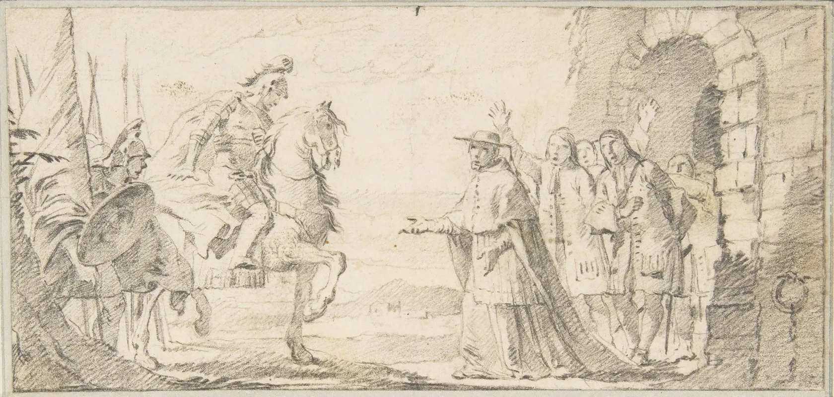 Cardinal Receiving A General At A City Gate