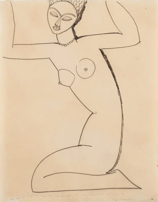 Cariatide Agenouillee Et Assise Sur Les Talons by Amedeo Modigliani - Canvas Print