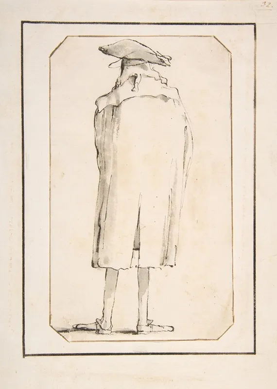 Caricature Of A Man Seen From Behind