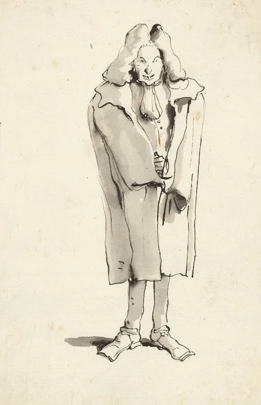 Caricature Of A Man Wearing An Overcoat