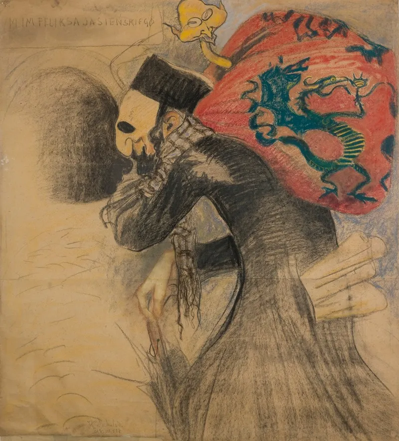 Caricature Of Feliks Jasienski And Leon Wyczolkowski