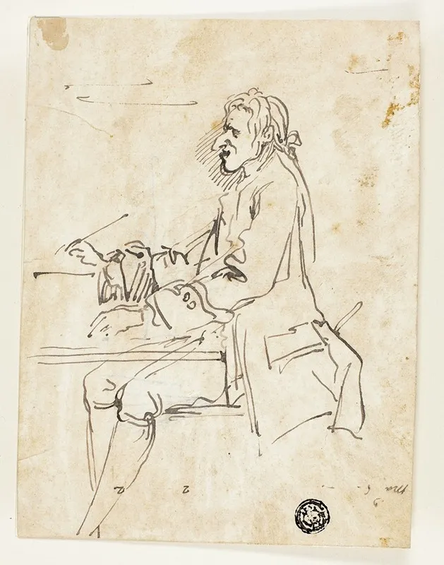 Caricature Of Man Writing by Carlo Marchionni - Canvas Print